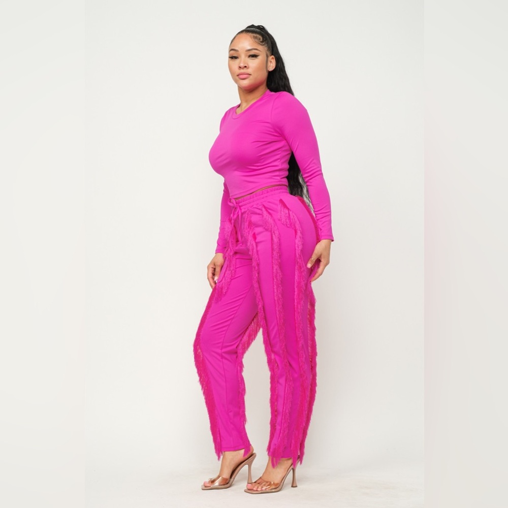 Pretty In Pink Fringe Pant Set - Picture 3 of 5
